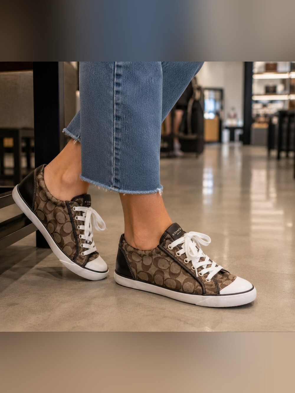 COACH Barrett Khaki and Brown Low Top Sneakers